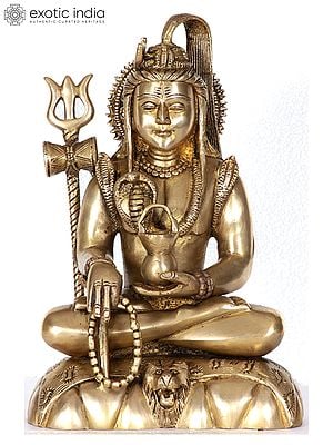 10" Mahayogi Shiva Brass Statue | Handmade