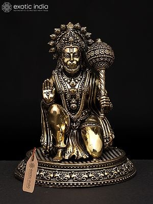 Superfine Sitting Lord Hanuman in Blessing Gesture | Brass Statue in Multiple Sizes