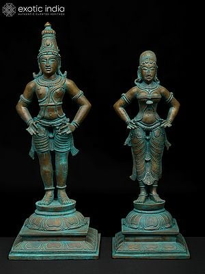 12" Standing Lord Vitthal (Panduranga) with Rukmini | Madhuchista Vidhana (Lost-Wax) | Panchaloha Bronze from Swamimalai