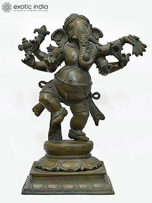 17" Six Armed Dancing Lord Ganesha | Madhuchista Vidhana (Lost-Wax) | Panchaloha Bronze from Swamimalai