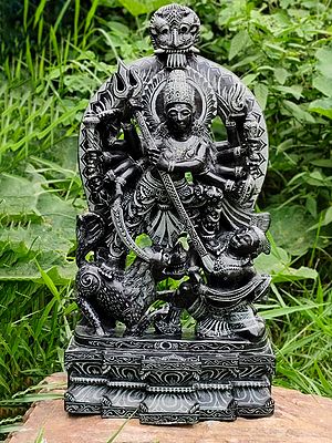 Mahishasura Mardini (Goddess Durga) In Black Stone Statue | Idol For Temple