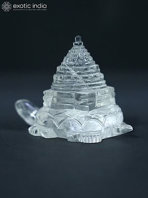 4" Shri Yantra On Tortoise For Auspicious Occasion In Crystal | Ritual Item