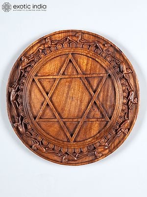 14" Wod Carved Wall Hanging Yantra | Handmade