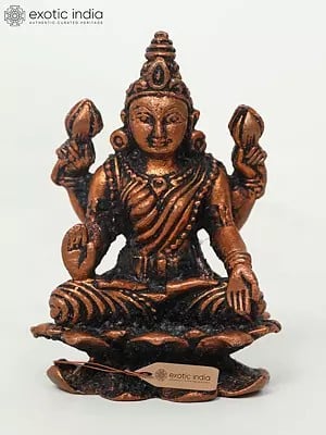 2" Small Sitting Goddess Lakshmi | Copper Statue
