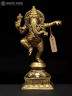 7" Dancing Lord Ganesha | Brass Statue