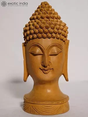 8" The Bust Lord Buddha In Meditation | Handmade White Wood Figurine