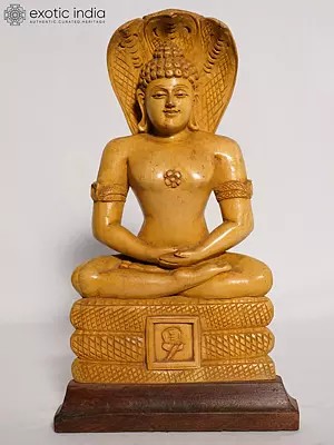 11" Lord Parshwanath Sculpture | Handmade White Wood Figurine