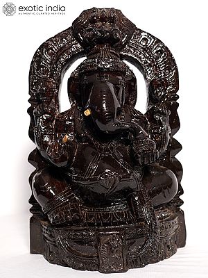 16" Wood Statue Of Ganapati Bappa | Handmade Rosewood Figurine