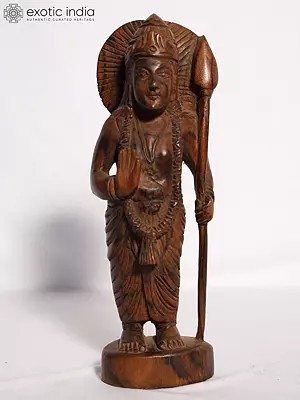 10" Lord Kartikeya With Vel Weapon | Handmade Rosewood Figurine