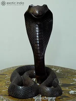 26" Wood Statue Of Kundalini Snake | Handmade Rosewood Figurine