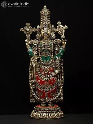 12" Superfine Tirupati Balaji (Venkateshvara) | Brass Statue with Inlay Work