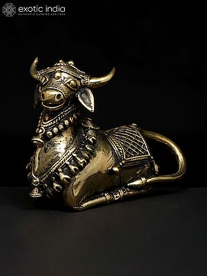 7" Dhokra Art Nandi Statue in Brass | Handmade | Made In India