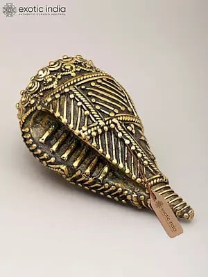 5" Brass Conch (Shankh) | Dhokra Art