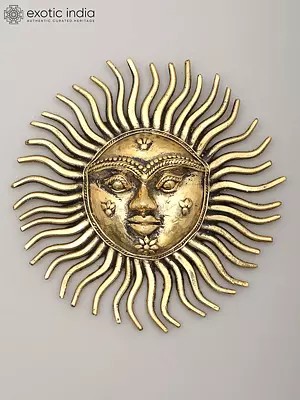 7" Wall Hanging Surya Dev | Dhokra Art | Brass Statue