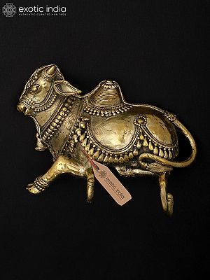 7" Wall Hanging Nandi with Key Hangers | Dhokra Art | Brass Statue