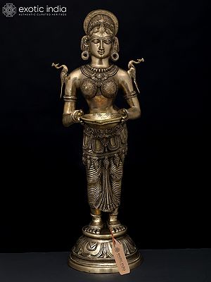 31" Large Size Deep Lakshmi in Brass | Handmade | Made In India
