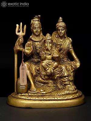 4" Small Shiva Family | Brass Statue | Made In India