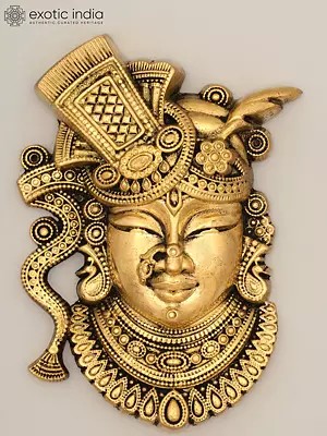 6" Brass Shrinathji Wall Hanging Statue | Handmade | Brass Statue