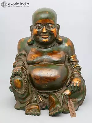 18" Laughing Buddha Statue in Brass | Handmade | Made In India
