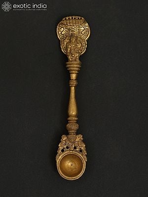 Ritual Spoon with Lakshmi Vishnu on Garuda and Snake-Hood