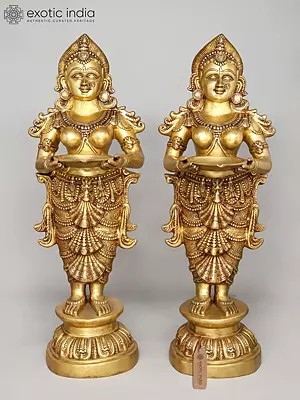 51" Vibrant Deepalakshmi Pair in Brass | Handmade | Made in India