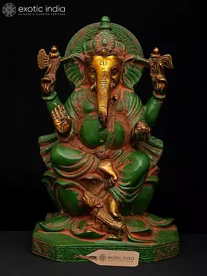 10" Kamalasana Ganesha In Brass | Handmade | Made In India