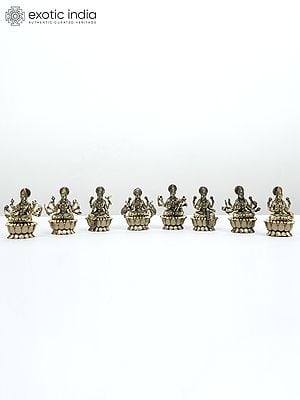 3" Small Superfine Ashtalakshmi Set Brass Statues