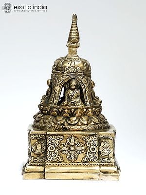 7" Tibetan Buddhist Stupa in Brass