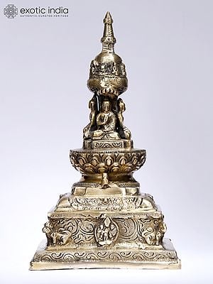 10" Tibetan Buddhist Stupa in Brass