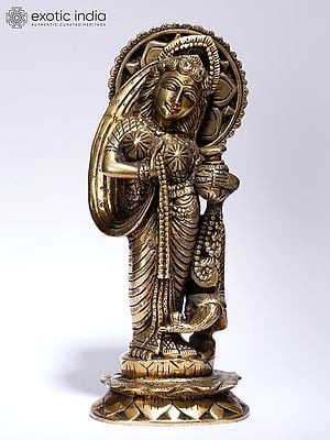 9" Goddess Radha with Matki | Brass Statue