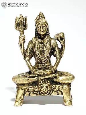 3" Small Mahayogi Shiva Statue in Brass
