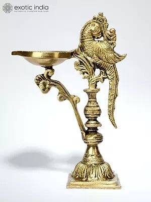 7" Designer Peacock Lamp in Brass