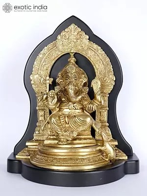 12" Lord Ganesha Seated on Kirtimukha Throne