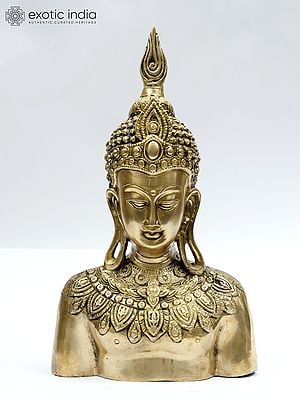 16" Lord Buddha Bust | Brass Statue