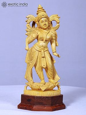 13" Lord Krishna Standing Statue | Handmade Idol | Wooden Sculpture