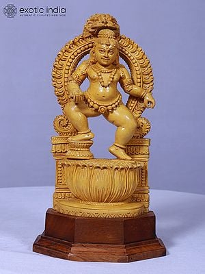 12" Bal Krishna Standing Statue | Handmade | Wooden Sculpture