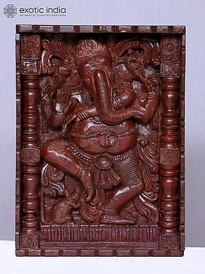 15" Hand Carved Ganesha Wooden Sculpture | Wall Hanging | Handmade