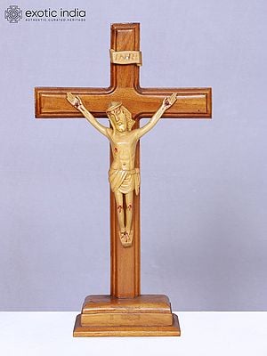 12" Jesus Christ On Wooden Cross | Handmade | Wooden Sculpture