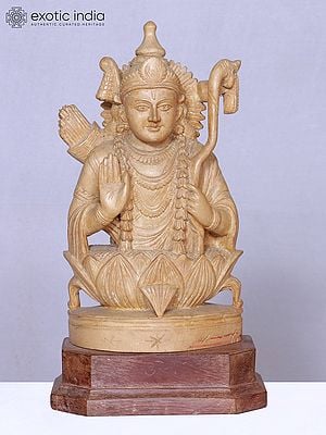 8" Lord Sri Ram Wooden Sculpture | Handmade | Statue For Temple