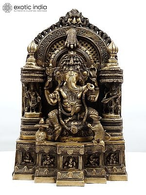 17" Temple Ganesha | Brass Statue