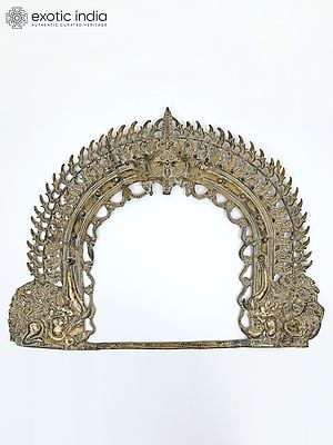 31" Large Wall Hanging Kirtimukha Prabhavali in Brass