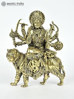 6" Small Superfine Goddess Durga (Sherawali Maa) | Brass Statue