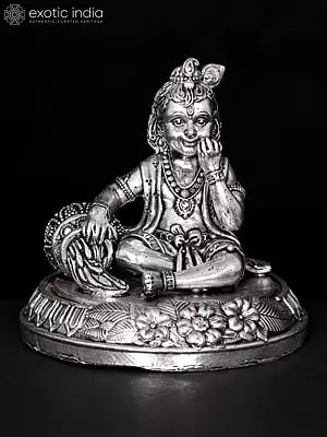 3" Small Superfine Butter Krishna Brass Statue