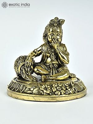 3" Small Superfine Butter Krishna | Brass Statue