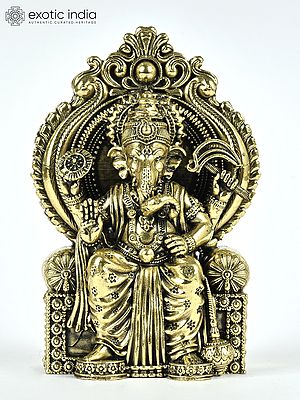 Small Superfine Lalbaugcha Raja Ganesha Brass Statue