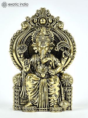 3" Small Superfine Lalbaugcha Raja Ganesha Brass Statue