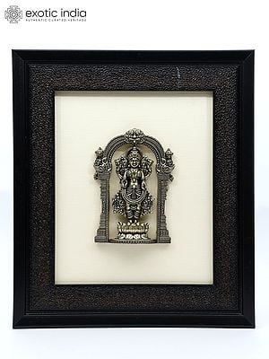 9" Superfine Standing Goddess Lakshmi | Wall Hanging Framed Brass Sculpture