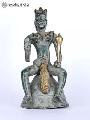 8" Vintage Blessing Lord Hanuman | Brass Statue