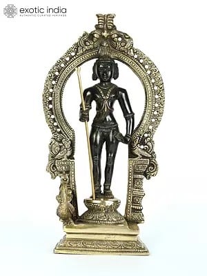 10" Lord Murugan Standing on Kirtimukha Throne | Brass Statue