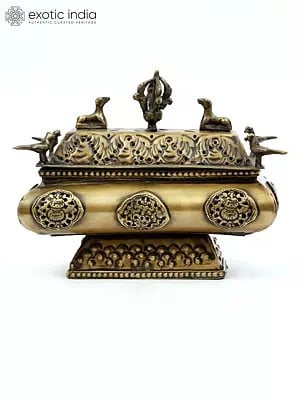 7" Tibetan Buddhsit Incense Burner in Brass